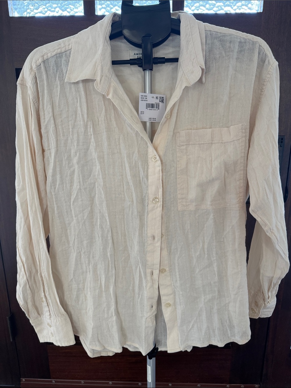 American Eagle Outfitters Cream Button-Down Women's Shirt
